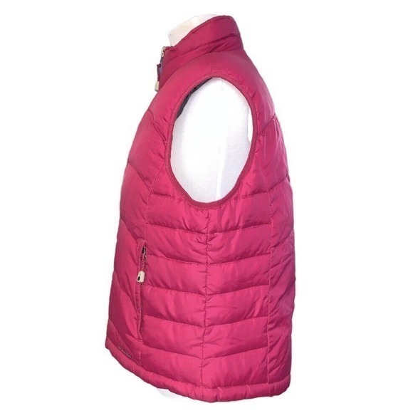 L.L. Bean Womens M Pink Grey Puffer Vest Full Zip Goose Down Pockets Reversible - Picture 2 of 10